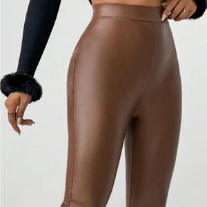 Chocolate, brown, PC leather pants